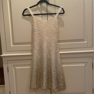 Free People White and Gold Embroidered Dress